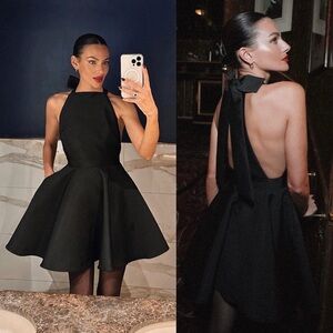 The New Arrivals Ilkyaz Ozel Loco Mini Dress Detachable Bow Black NEW with tags